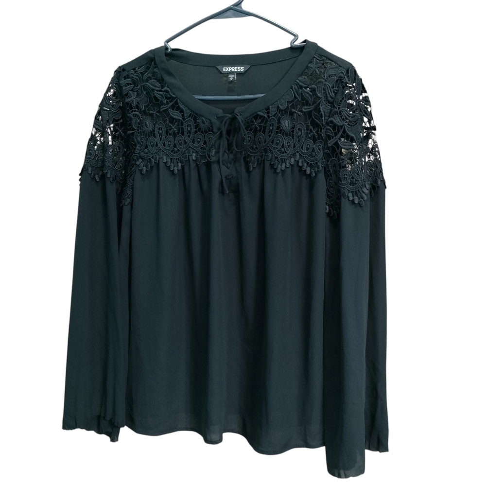 Express Black Lace Detail Women's Top Size M
